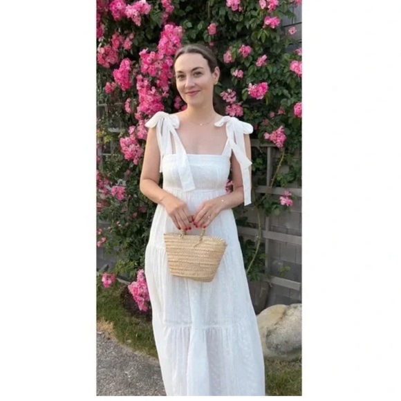 Aqua Womens Cotton Embroidered Midi Dress Small - Picture 1 of 11